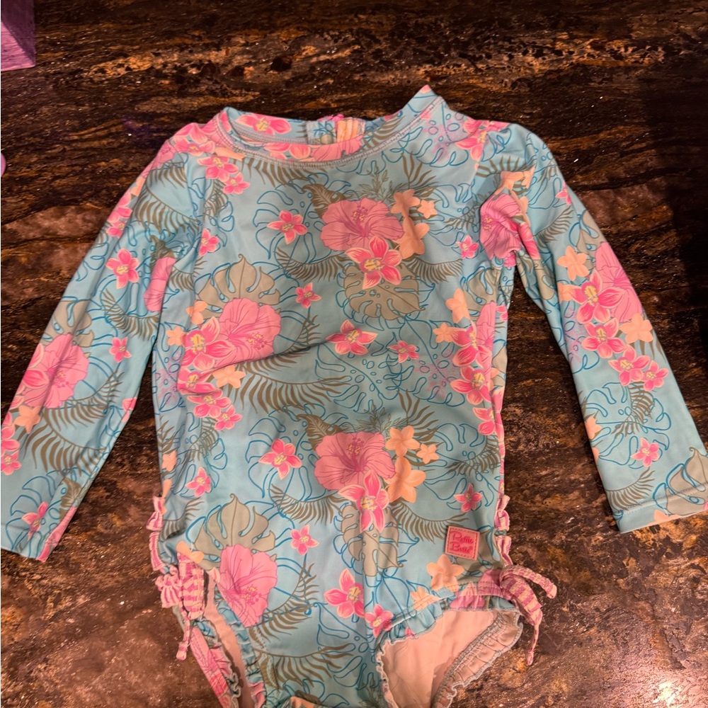 Ruffle butts blue flower swimsuit size 2t